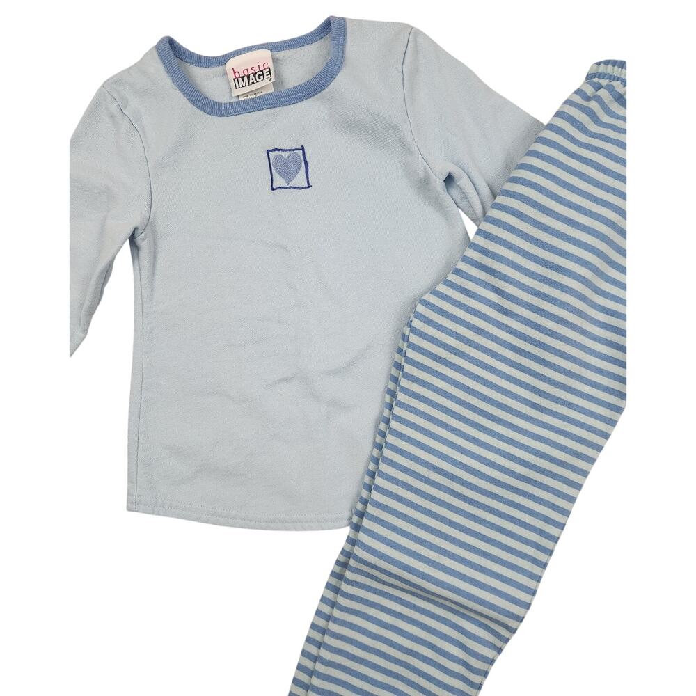 Basic Image Size 6 Blue Embroidered Heart Sweats Set Stripe Vintage 90s Y2K